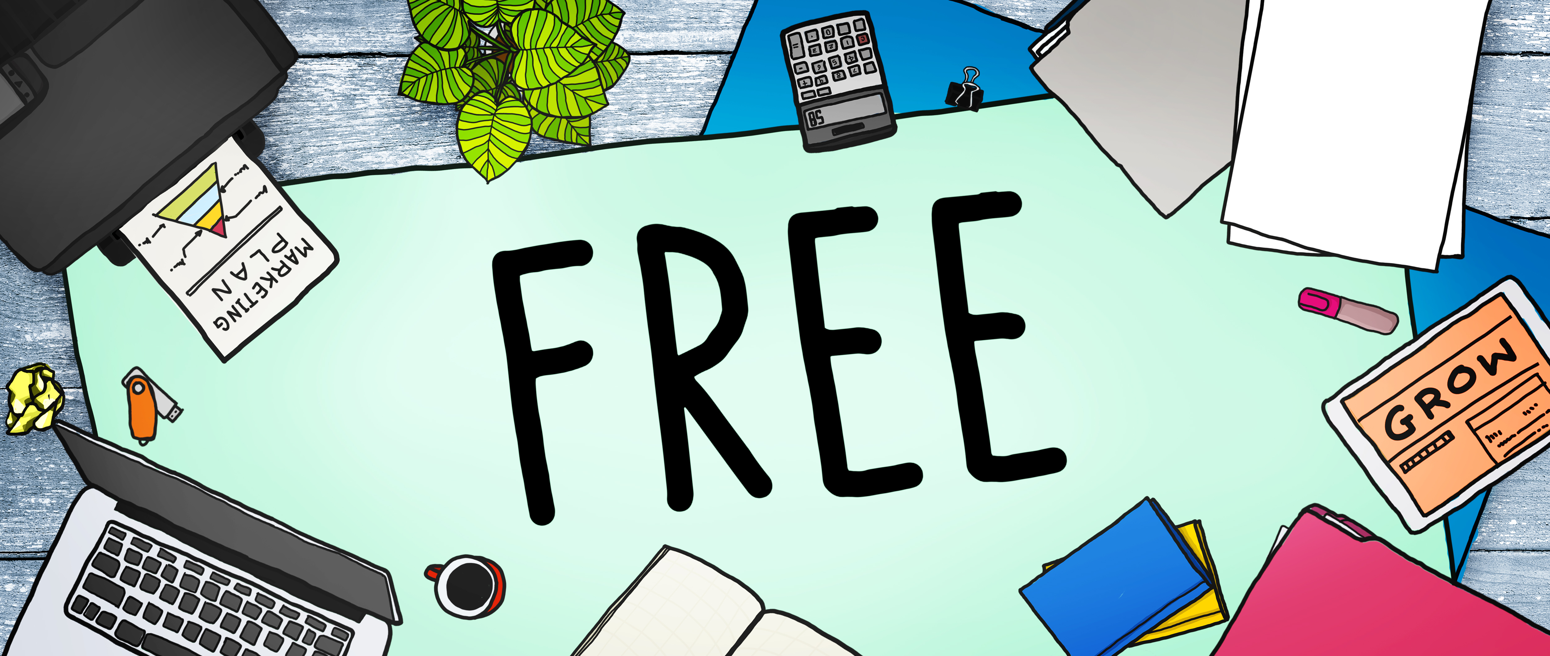 Free sign around tech illustration Free sign around tech illustration